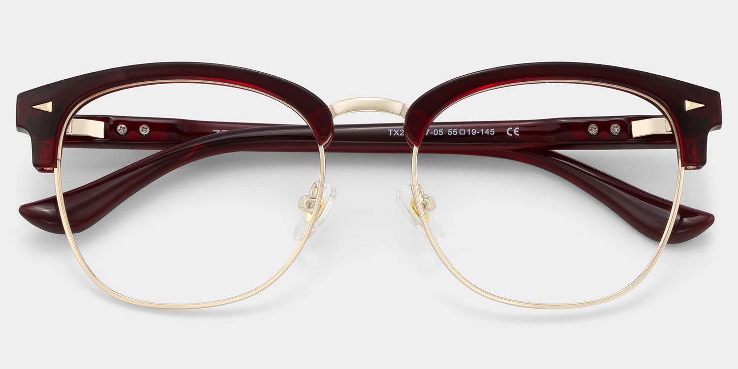 Lasha Red Browline Mixed Frame Glasses for Women | ZEELOOL2