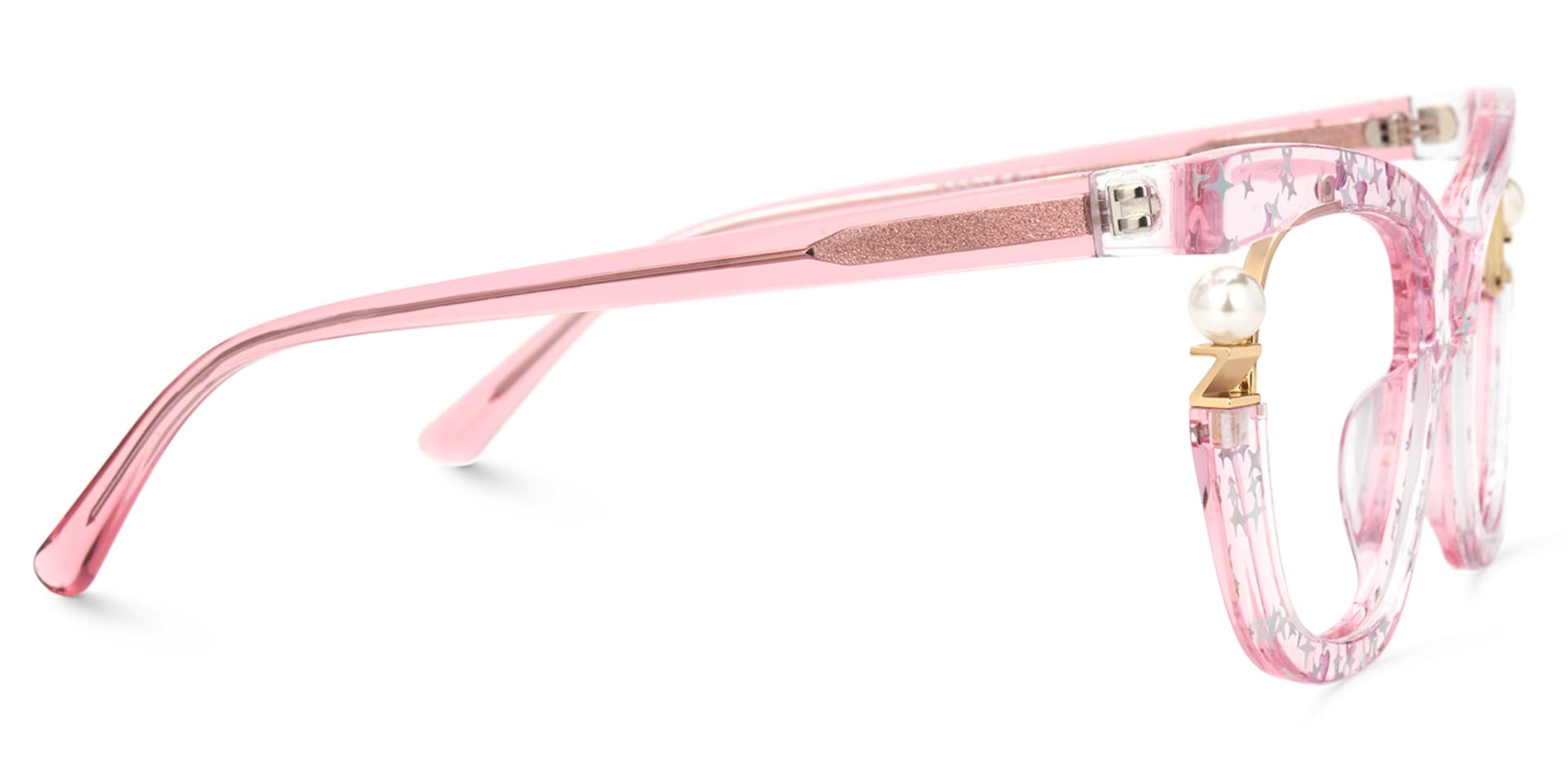 Transparent Pink Glasses with Pearl and Glitter Stars4