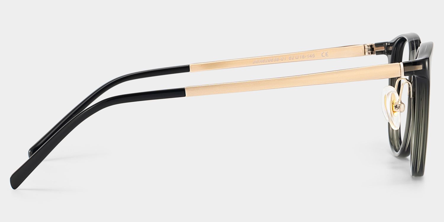 Amanda Rectangle Black Frame Glasses with Gold Trim | ZEELOOL