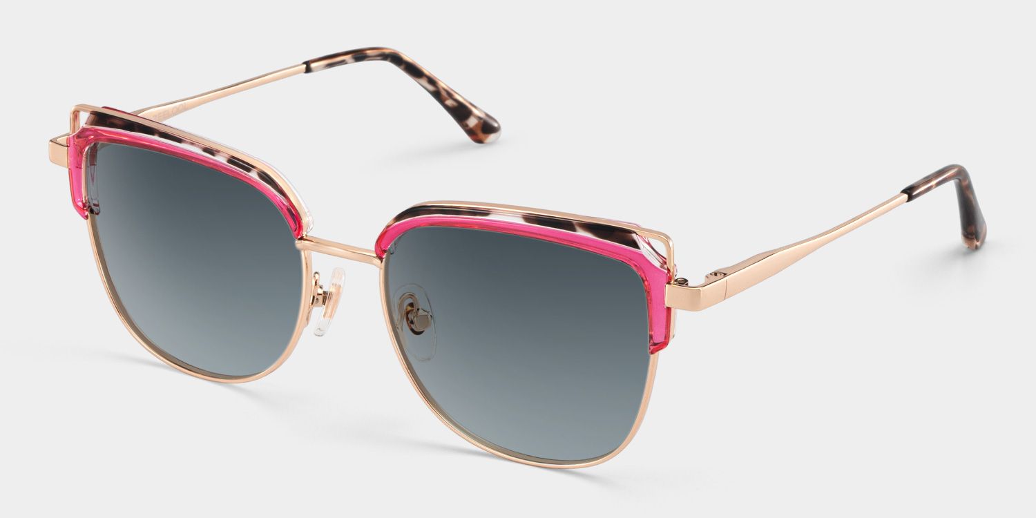 Samson Pink Square Glasses With Tortoiseshell Color-Block Design2