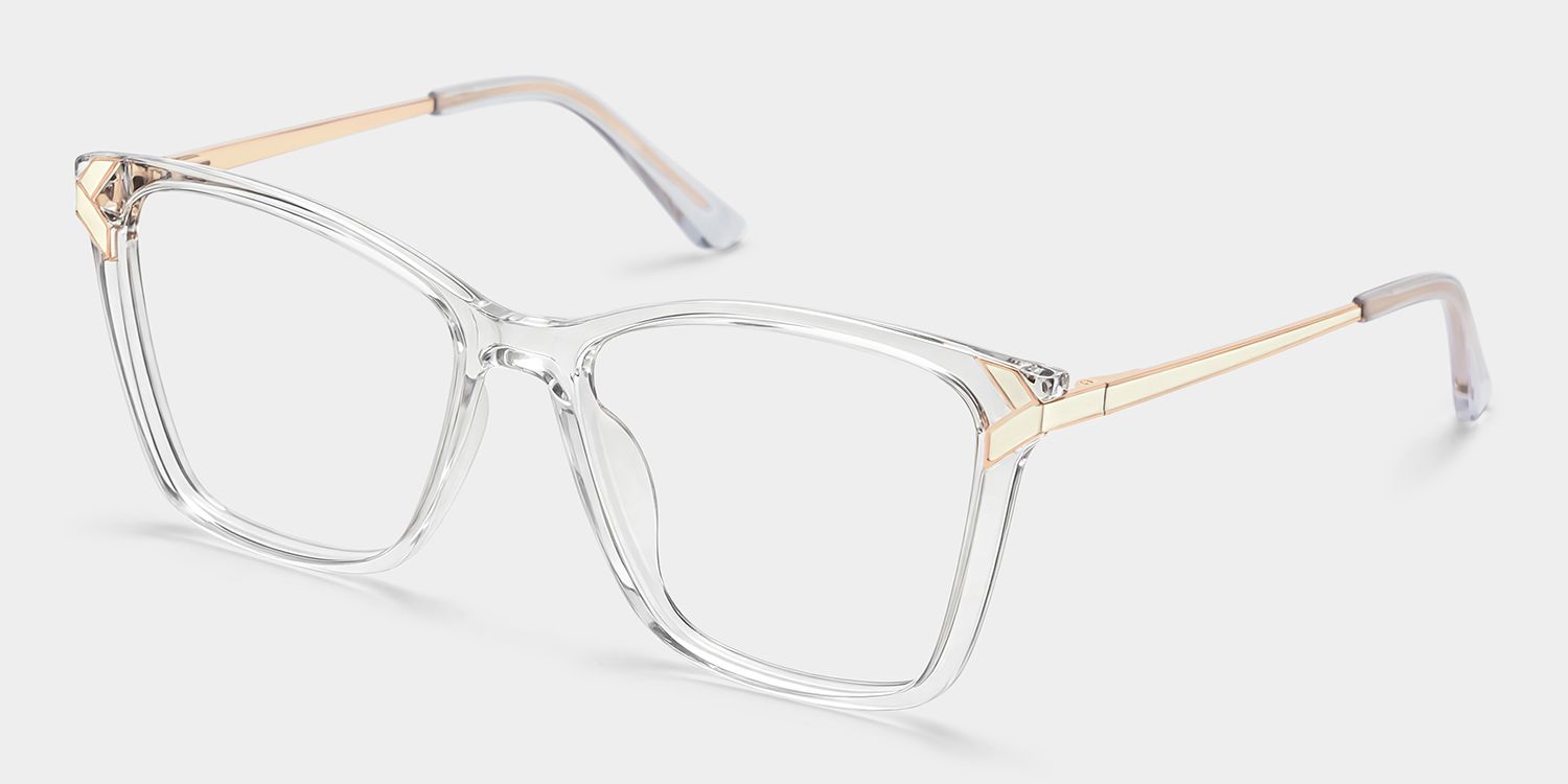Tricee Square Clear Glasses With Gold Arms For Women | ZEELOOL5