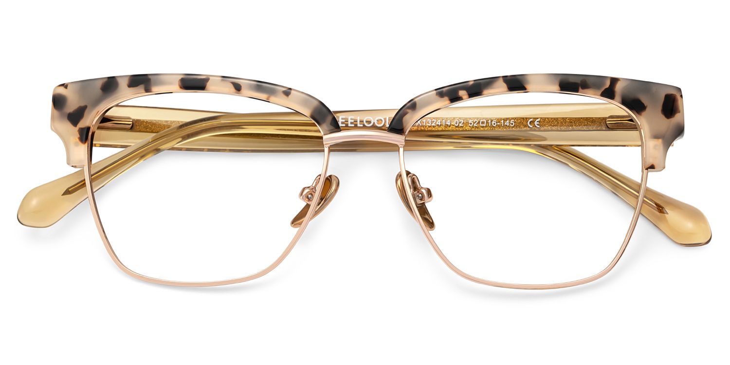 Browline Tortoise Eyeglasses- Ellis Mixed Frame Glasses6