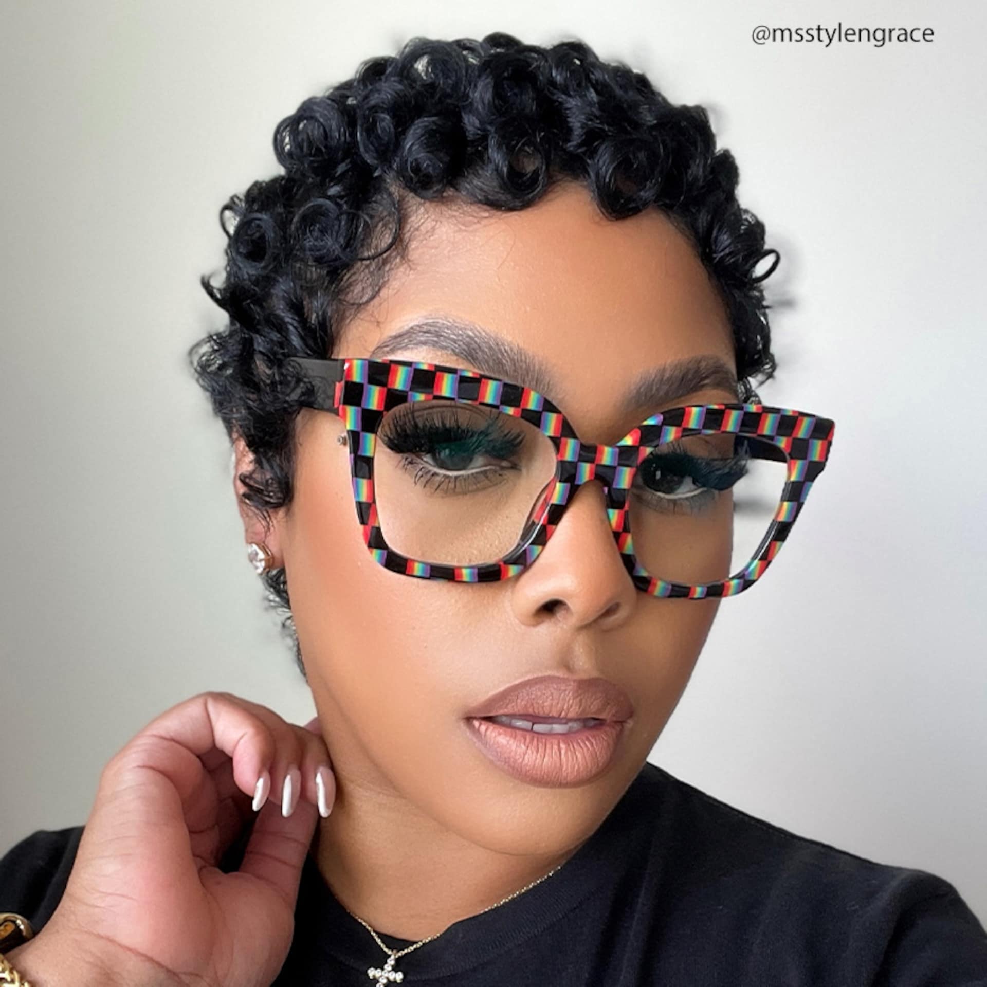 Malcolm Large Square Nerdy Glasses with Pure Black Arms6