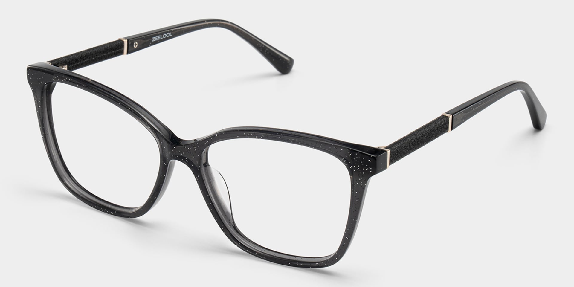 Finnian Square Black Glitter Glasses Frames for Women | ZEELOOL3