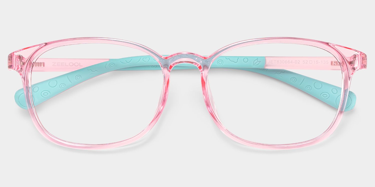 Kids Rectangle  Pink Green Amaker Frame Glasses | Zeelool1