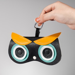 Black Yellow Owl Shape Eyeglasses Bag With Hook2