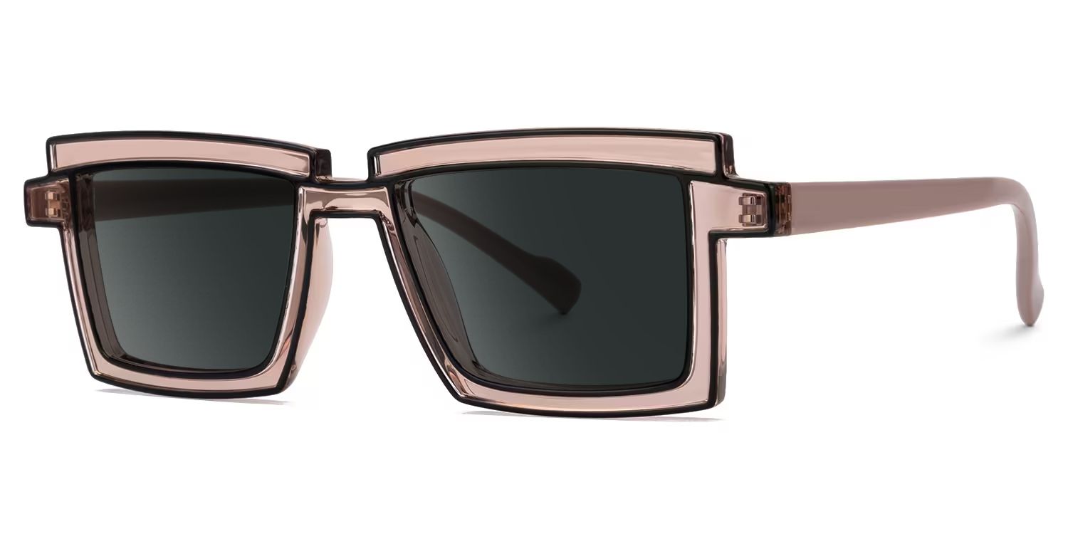 Zephyr Brown Rectangle Sunglasses, Cyberpunk Eyeglasses1