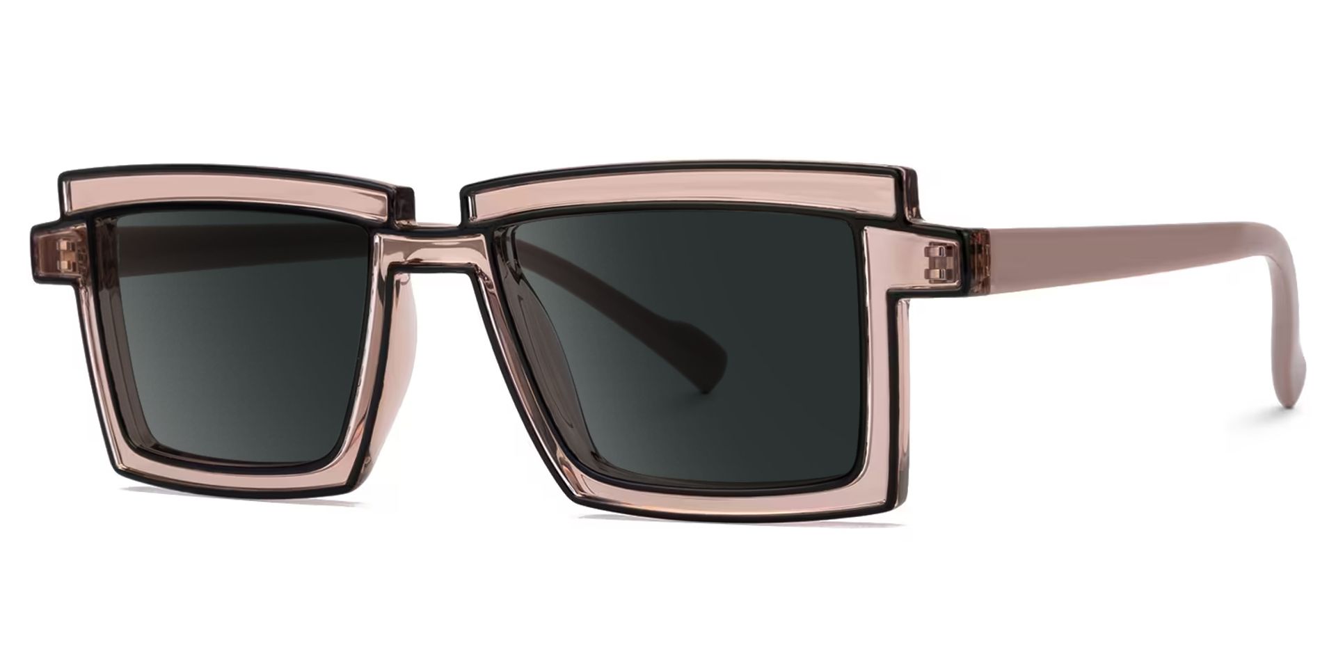 Zephyr Brown Rectangle Sunglasses, Cyberpunk Eyeglasses1