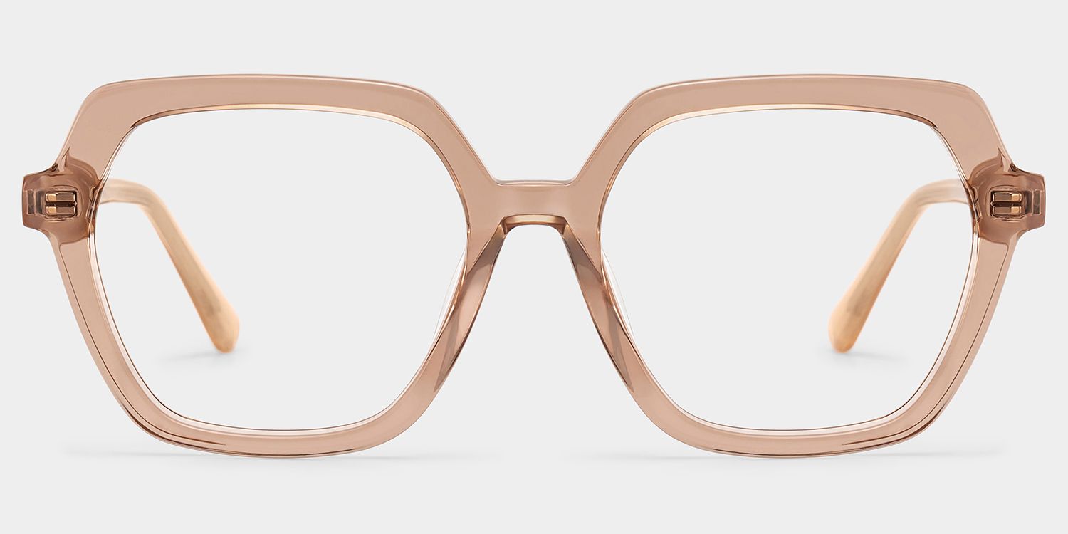 Devon Geometric Clear Beige Glasses with Sparkling Grey Orange