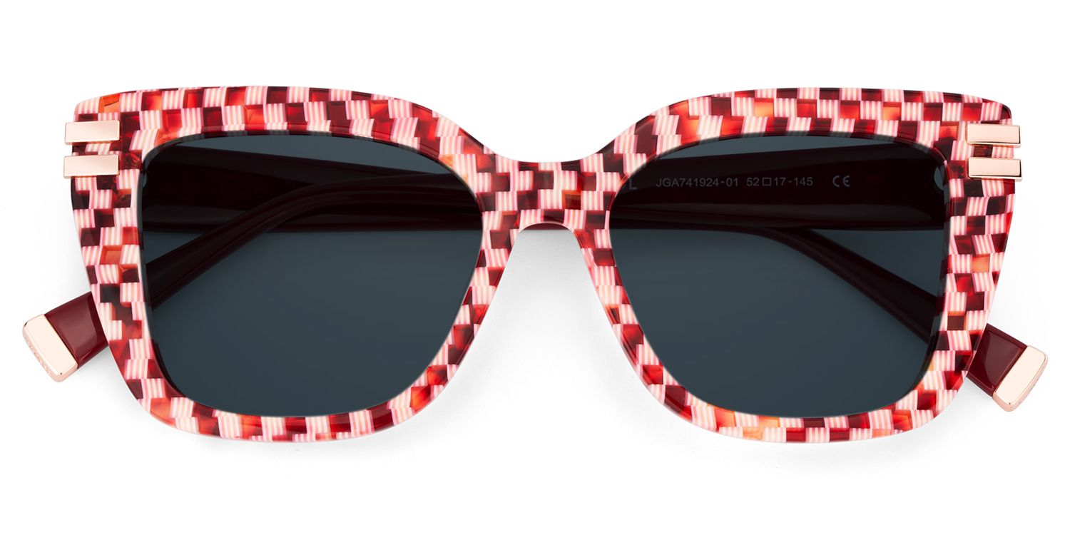 Red Plaid Glasses with Square Frames1