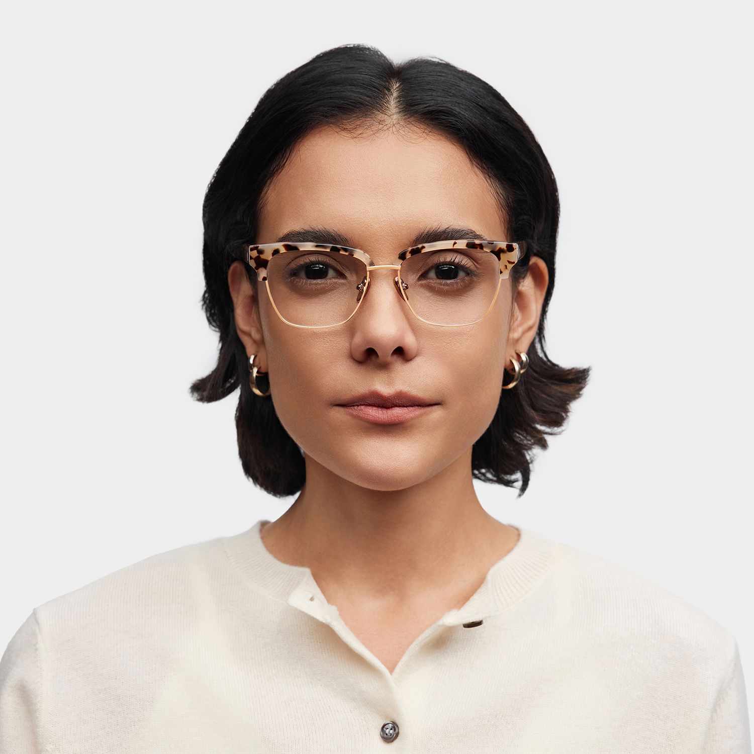 Browline Tortoise Eyeglasses- Ellis Mixed Frame Glasses0