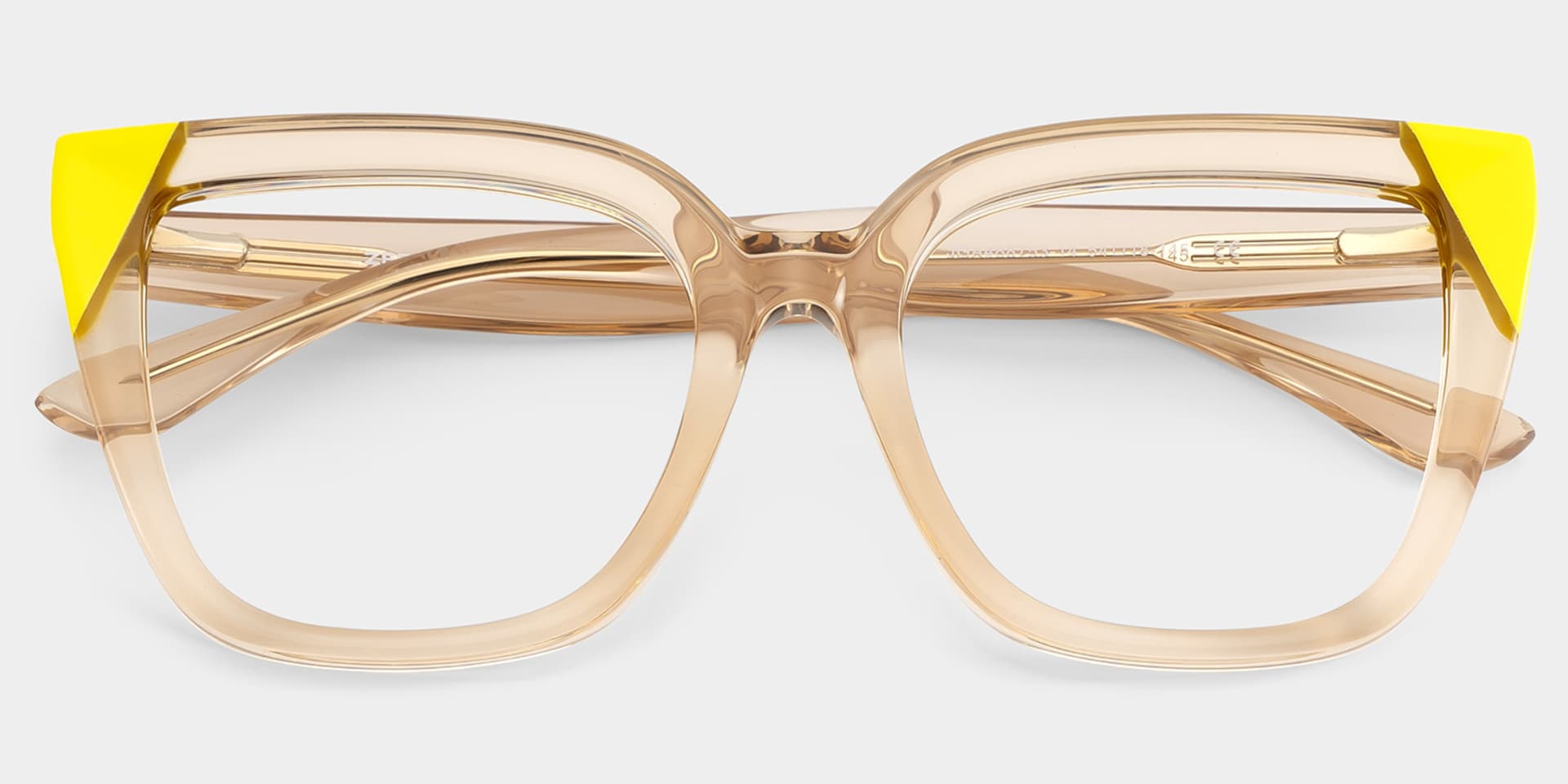 Square Champagne Yellow Eyeglasses- Mirta Acetate Frame Glasses2