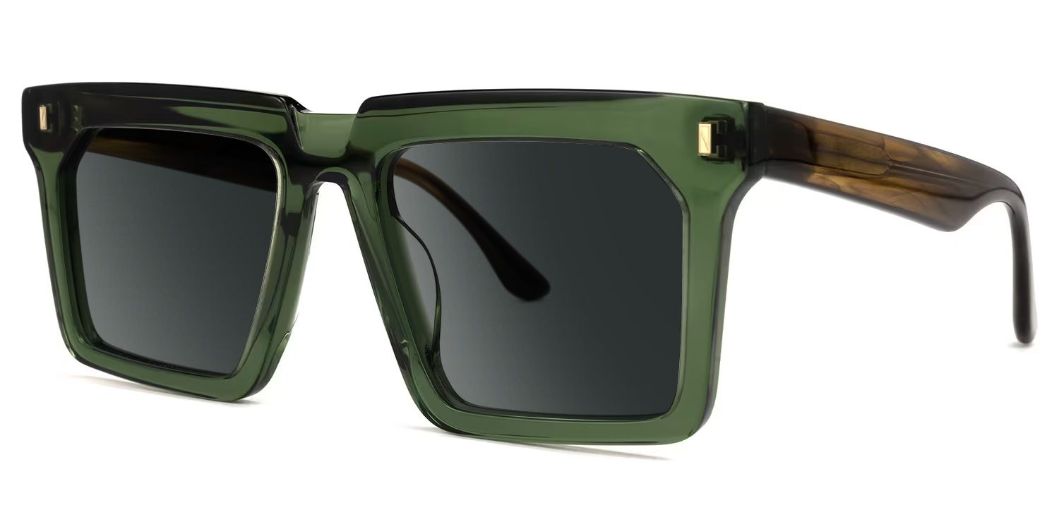 Moreland Rectangle Green Prescription Sunglasses | ZEELOOL1