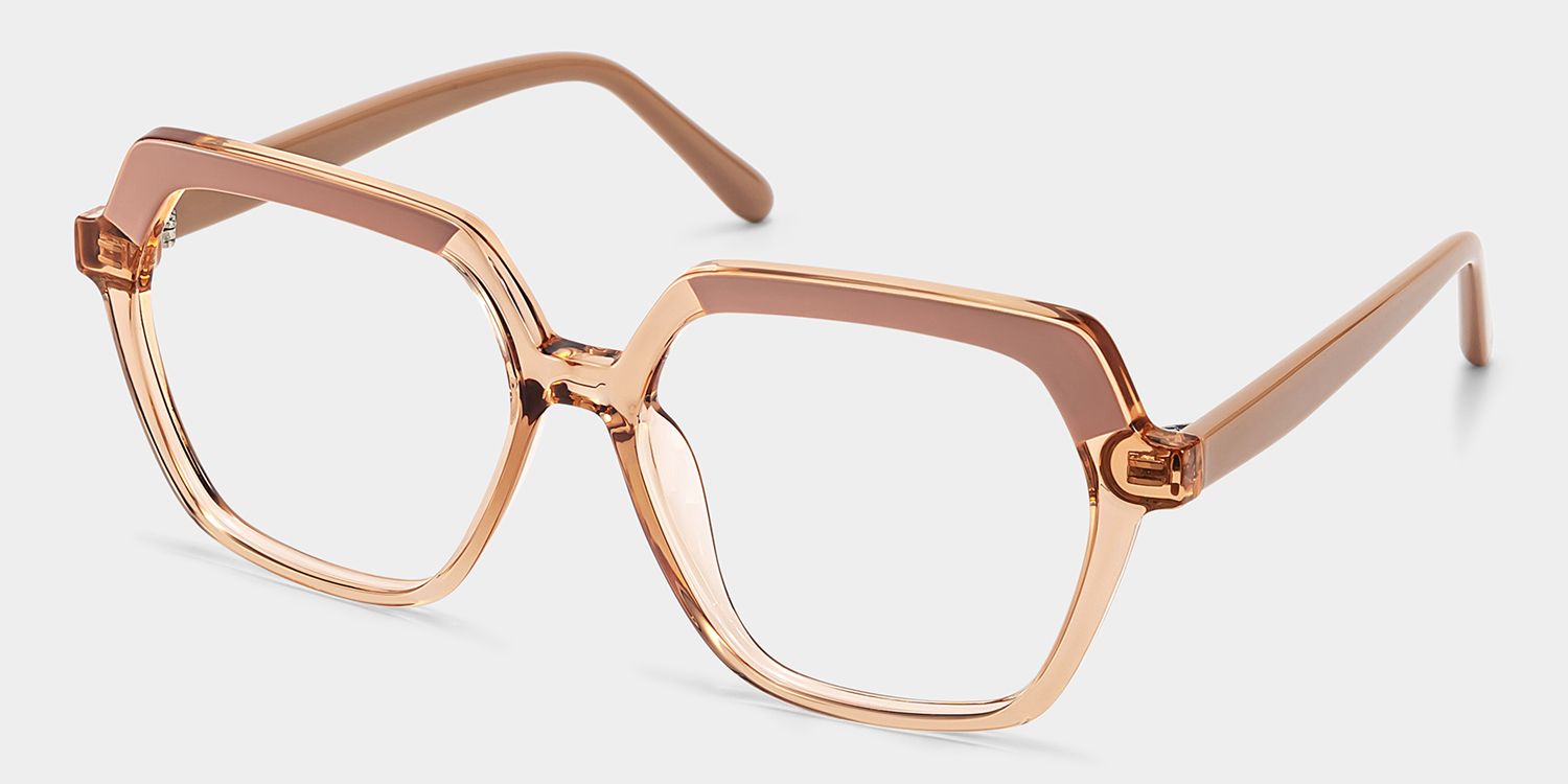 Norah Geometric Beige Eyeglass Frames in Modern Style | ZEELOOL3