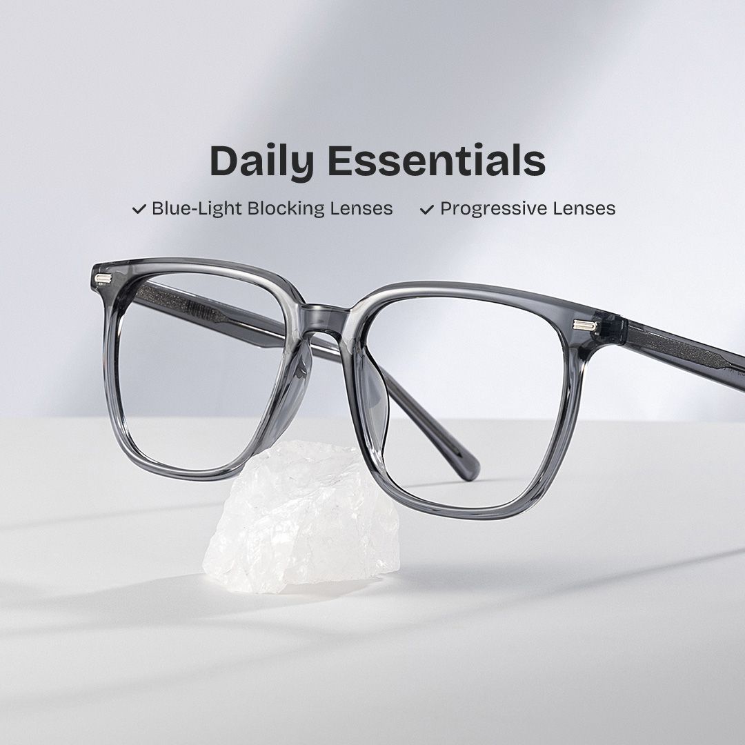 Square Grey Eyeglasses Eliza TR-90 Frame Glasses0