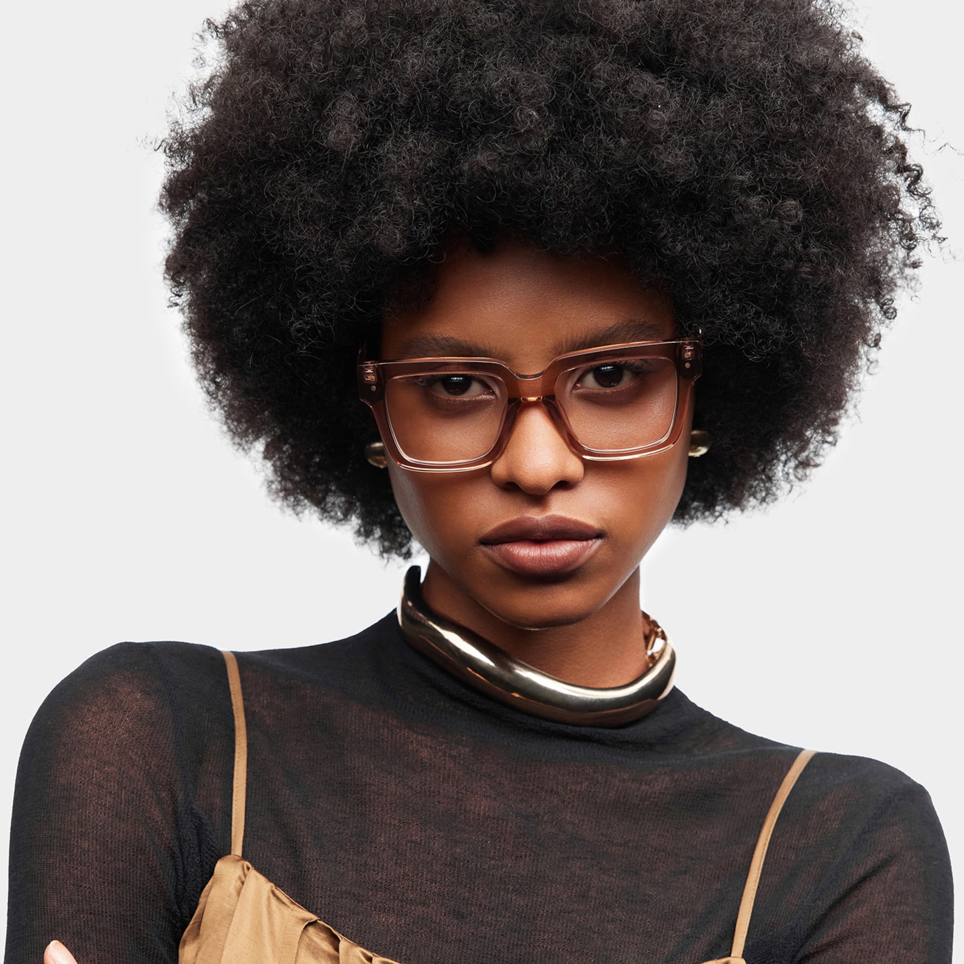 Caius Champagne Frame Glasses with Square Frame Online | ZEELOOL0