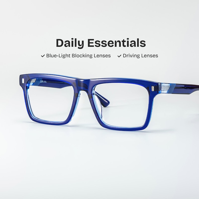 ZEELOOL Henry Rectangle Blue Glasses