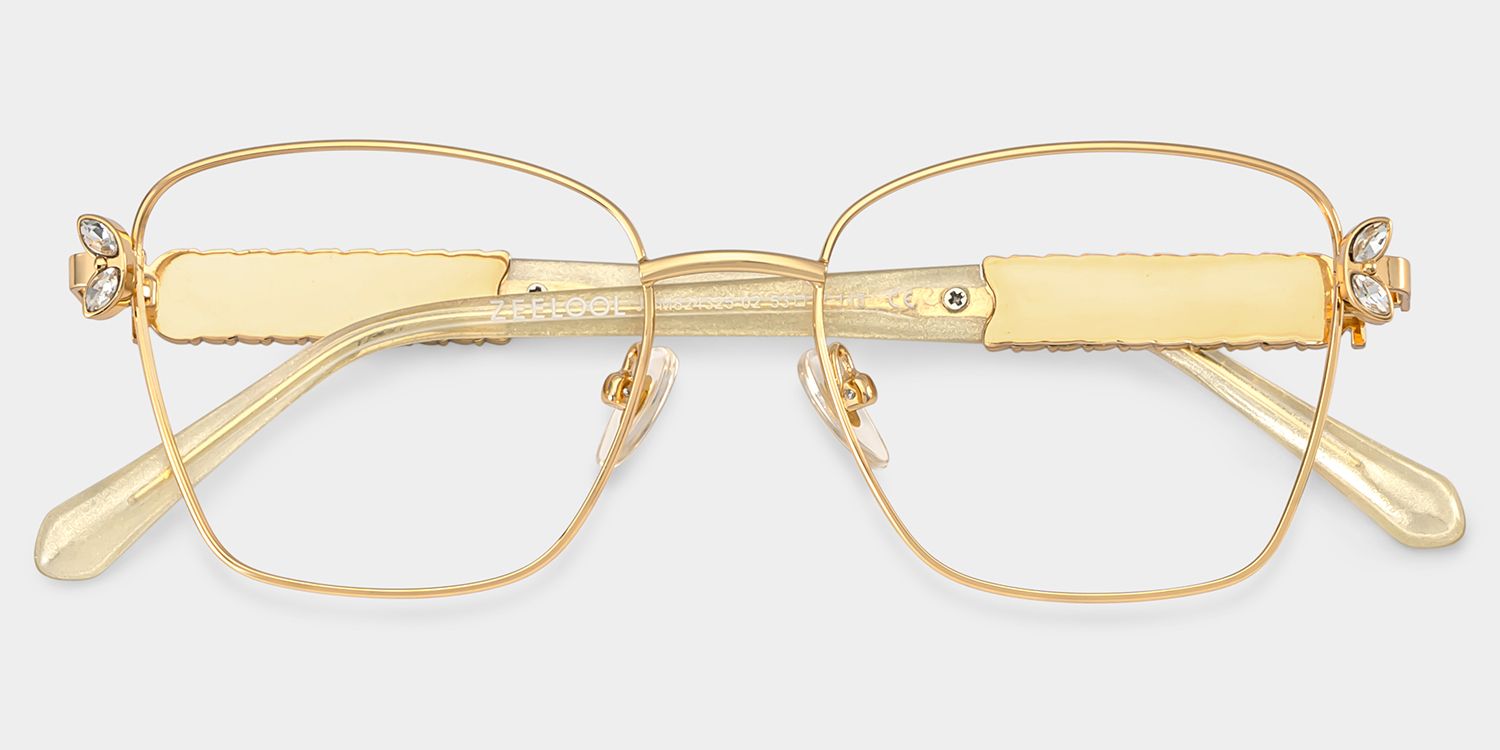 Rectangle Gold Eyeglasses- Ellie Metal Frame Glasses2
