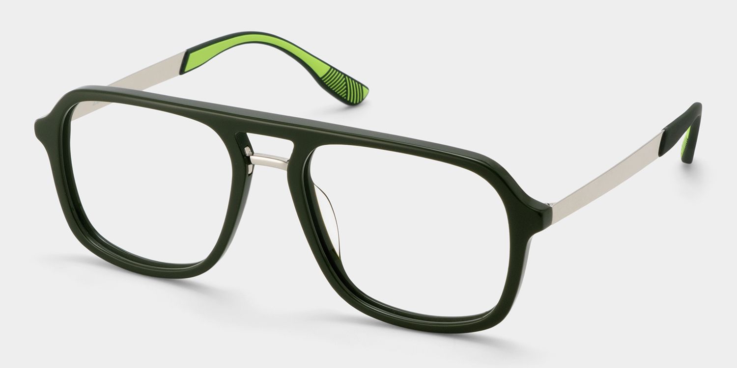 Ryder Green Aviator Mixed Frame Glasses for unisex | ZEELOOL