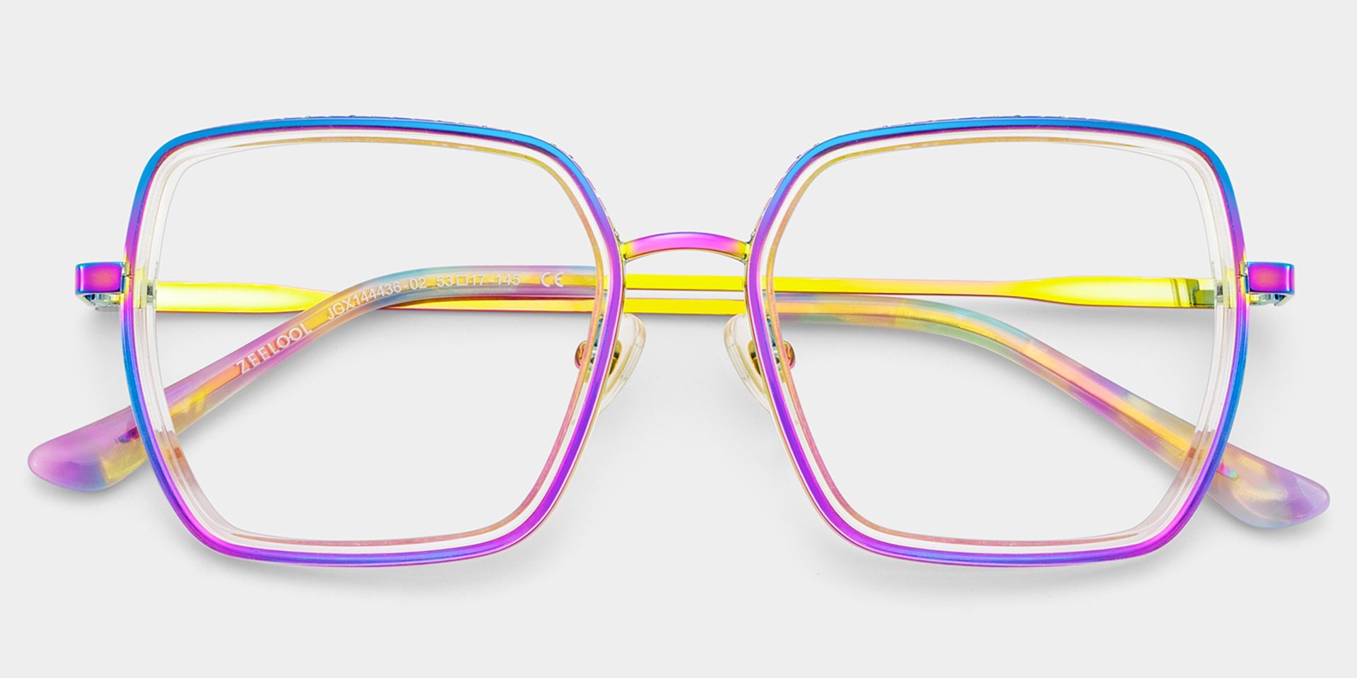 Square Iridescent Eyeglasses- Fiona Mixed Frame Glasses4