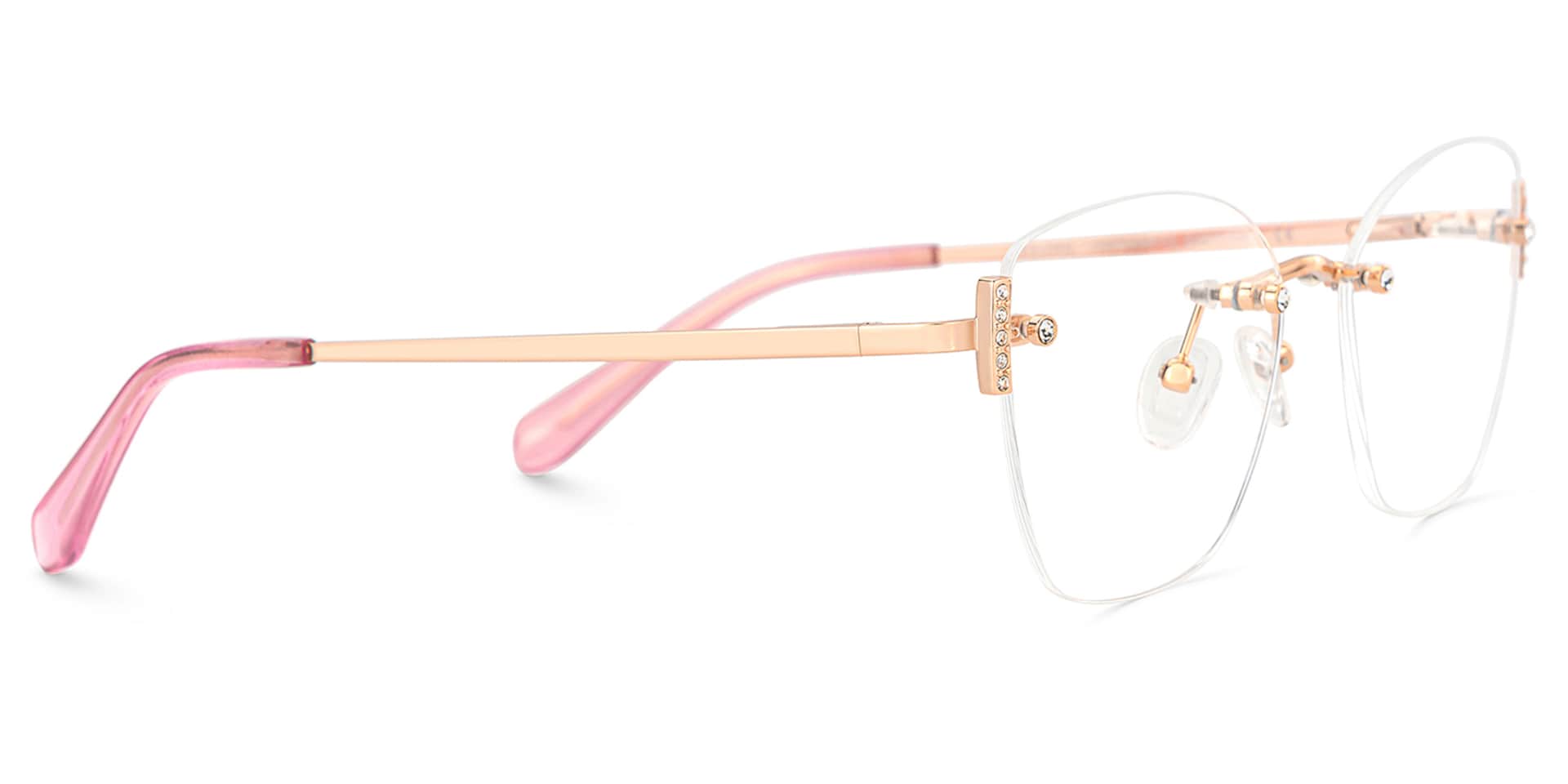Pink Rectangle Jaxon Eyeglasses with Rimless | Zeelool4