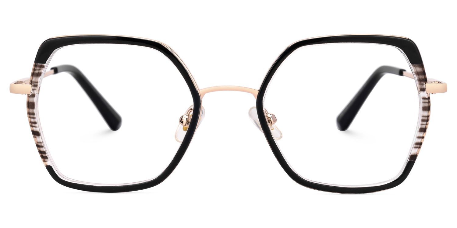 Geometric Nefisa Black Color Frame Glasses | ZEELOOL Canada0