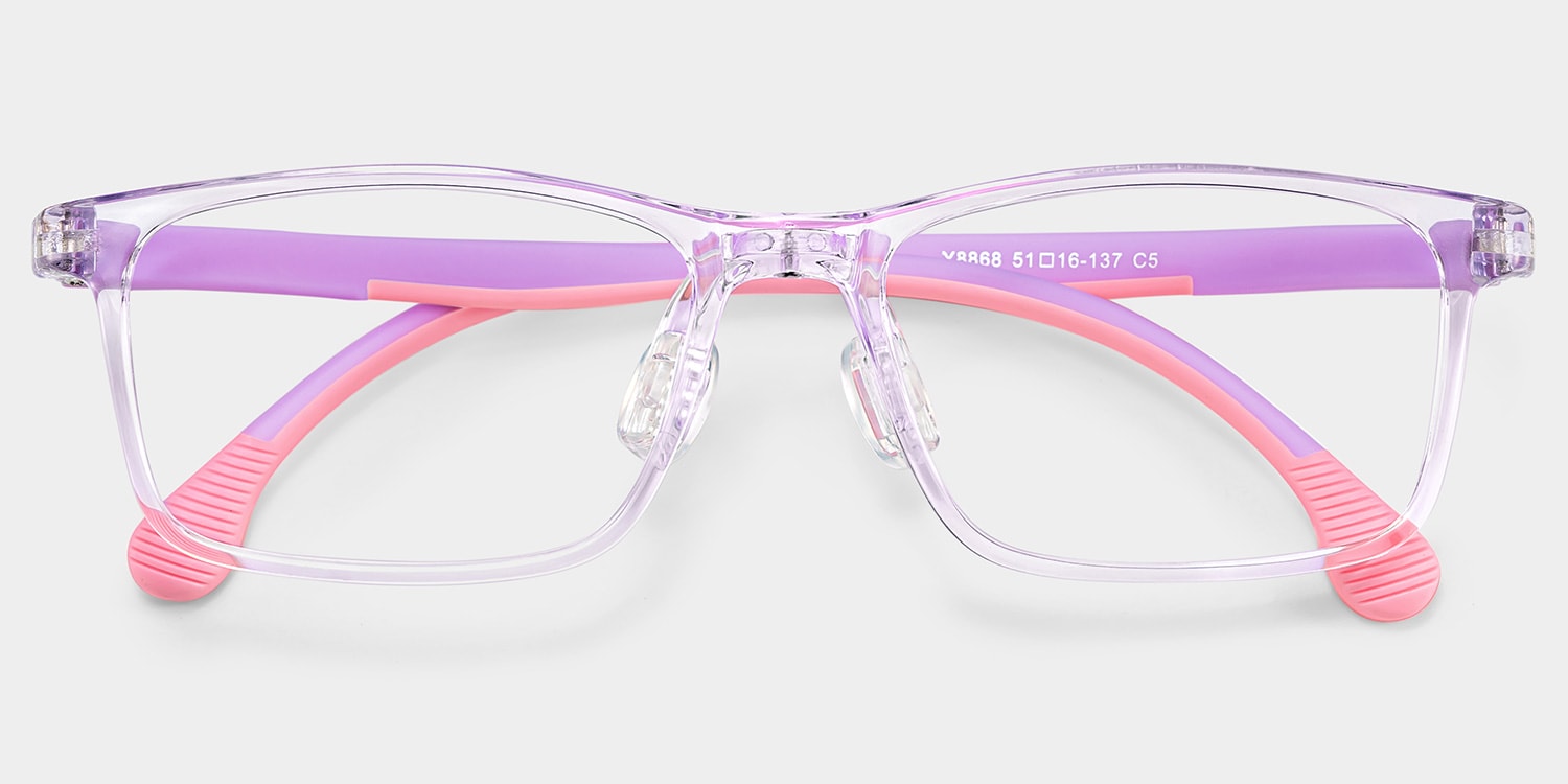 Sunny Rectangle Purple Frame Eyeglasses for Tween2