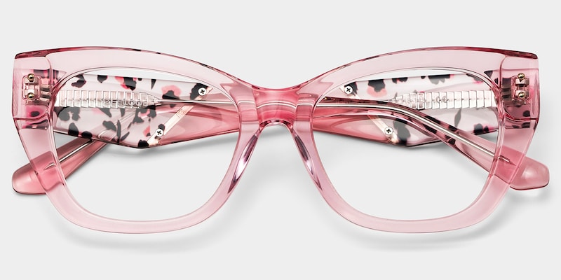 Skylar Crystal Pink Frame Glasses with Butterfly Frame Online | ZEELOOL2