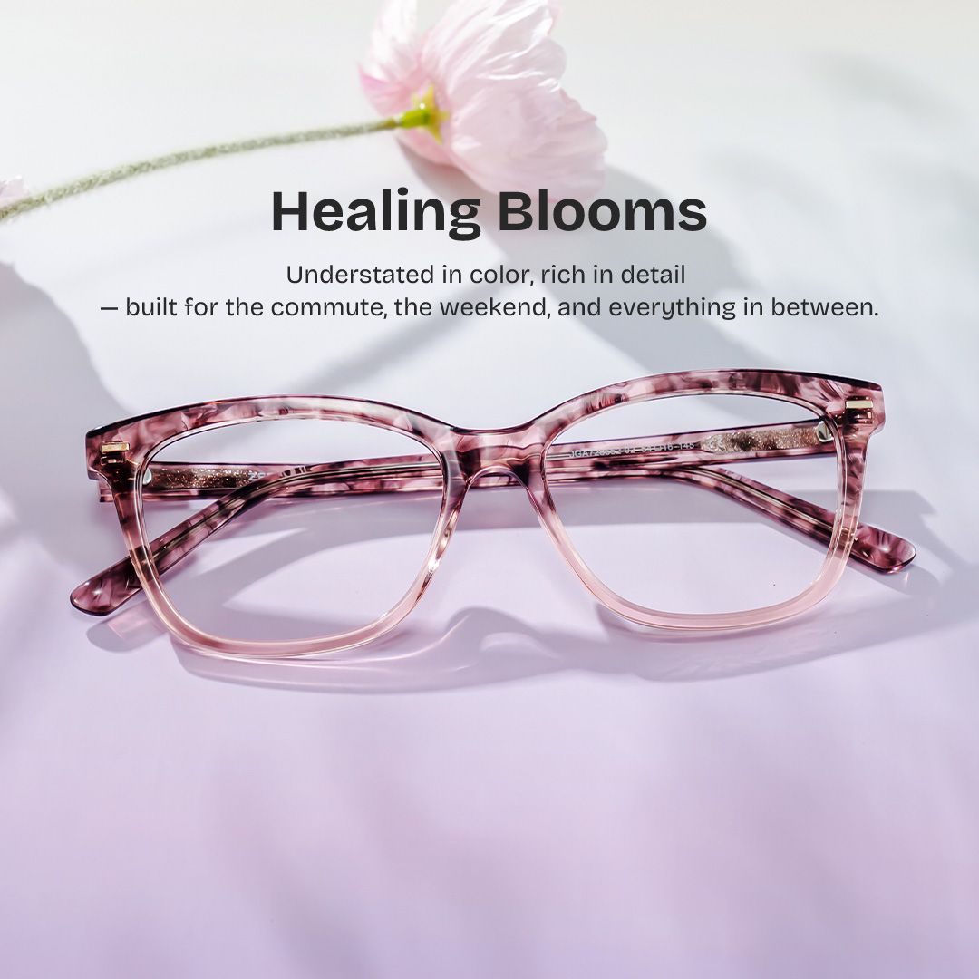 Sawyer Blossom Eyewear - Pink Rectangle Acetate Glasses | ZEELOOL