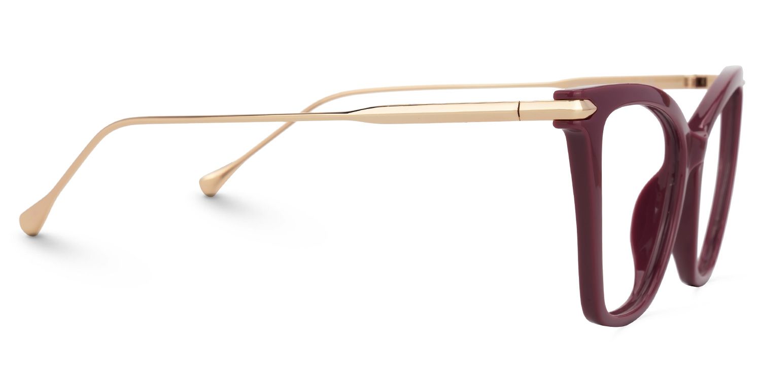 Hilary Butterfly Dark-Red Glasses with Thin Frames2