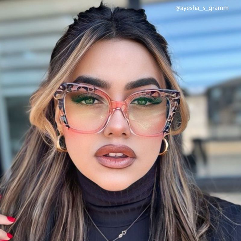 Malcolm Pink Leopard Print Square Frame Glasses for Women9