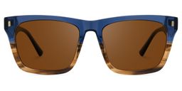 Brookins Rectangle Blue Brown Sunglasses0