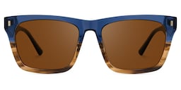 Brookins Rectangle Blue Brown Sunglasses0