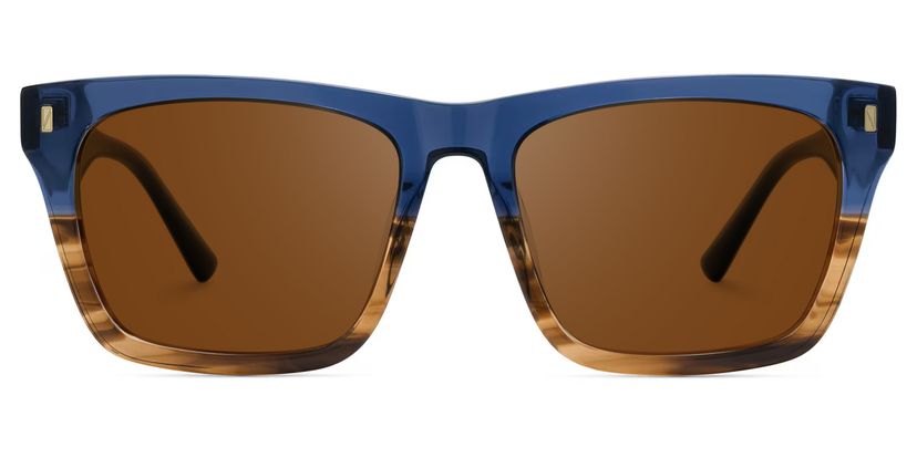 Brookins Rectangle Blue Brown Sunglasses