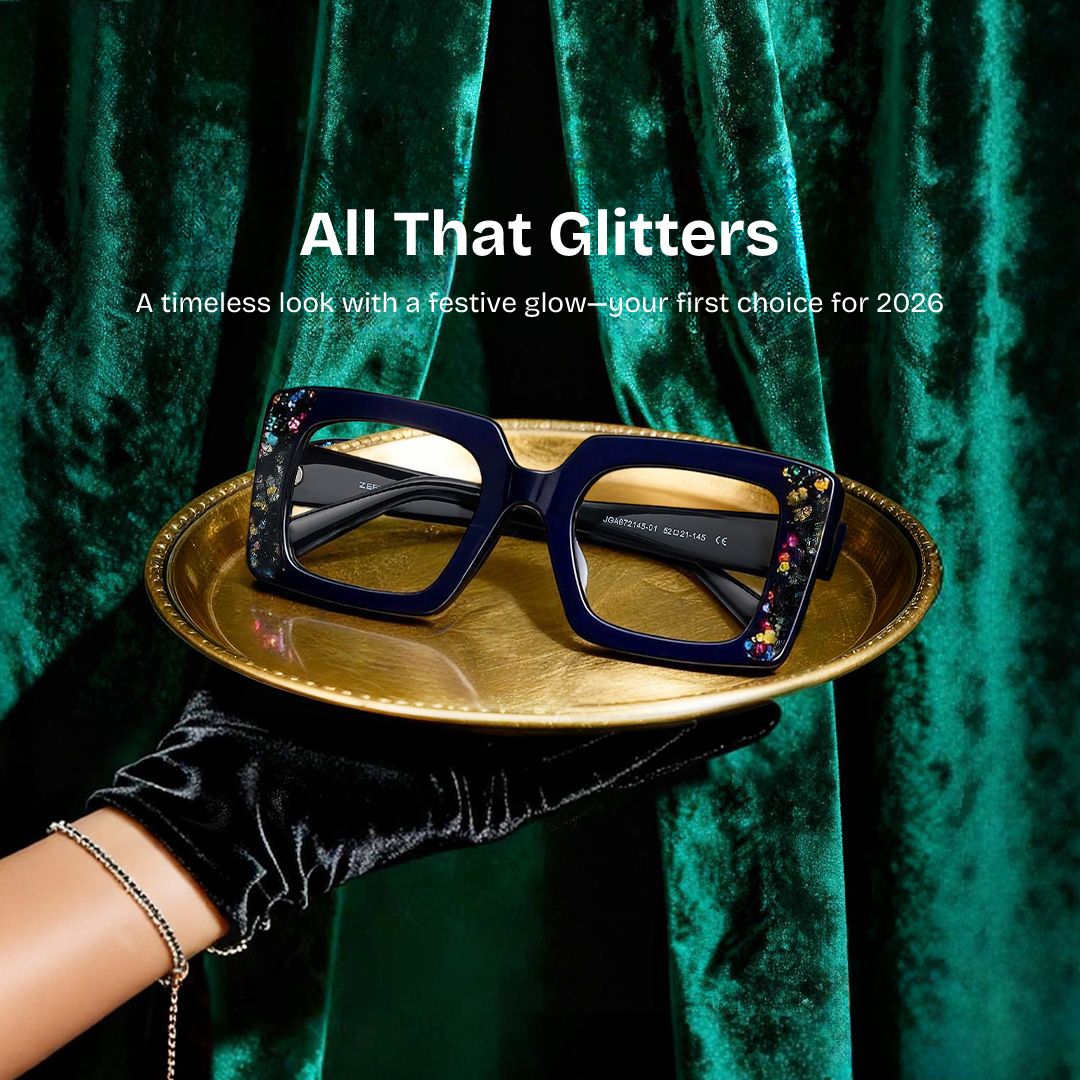 Sable Thick Black Square Frame Glasses with Colored Diamonds | ZEELOOL0