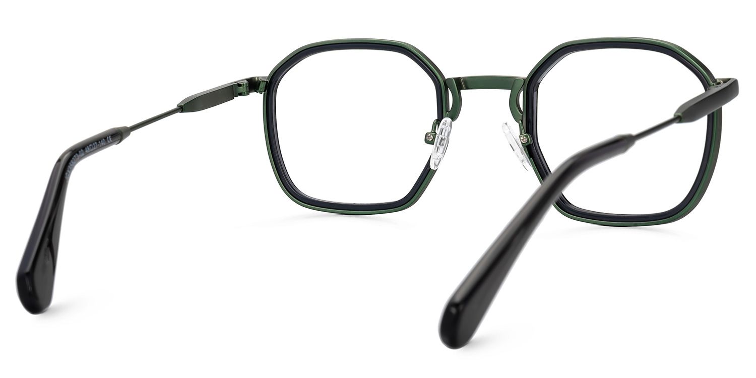 Green Mixed-Materials Geometric Eyeglasses-Collette3