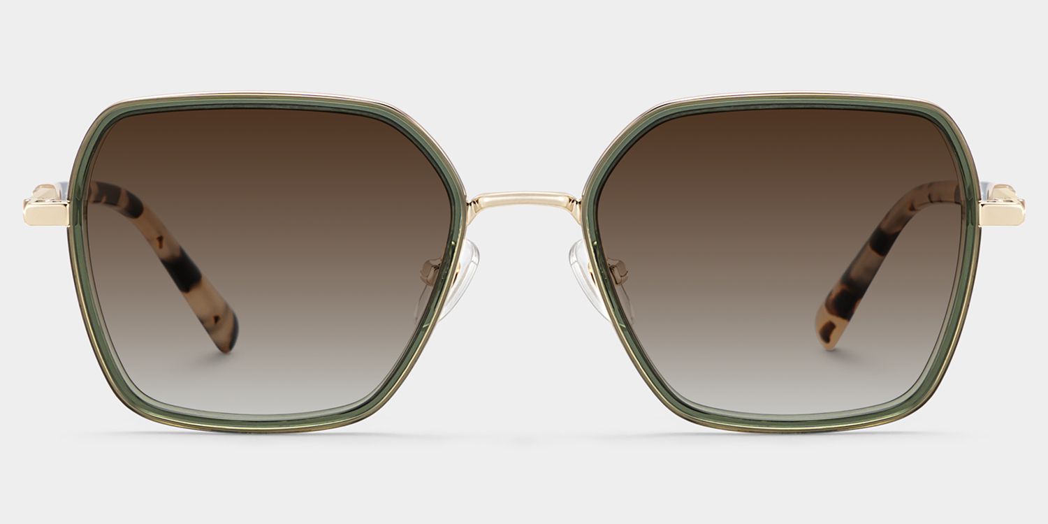 Sophie Geometric Green Frame Sunglasses Online Sale | ZEELOOL
