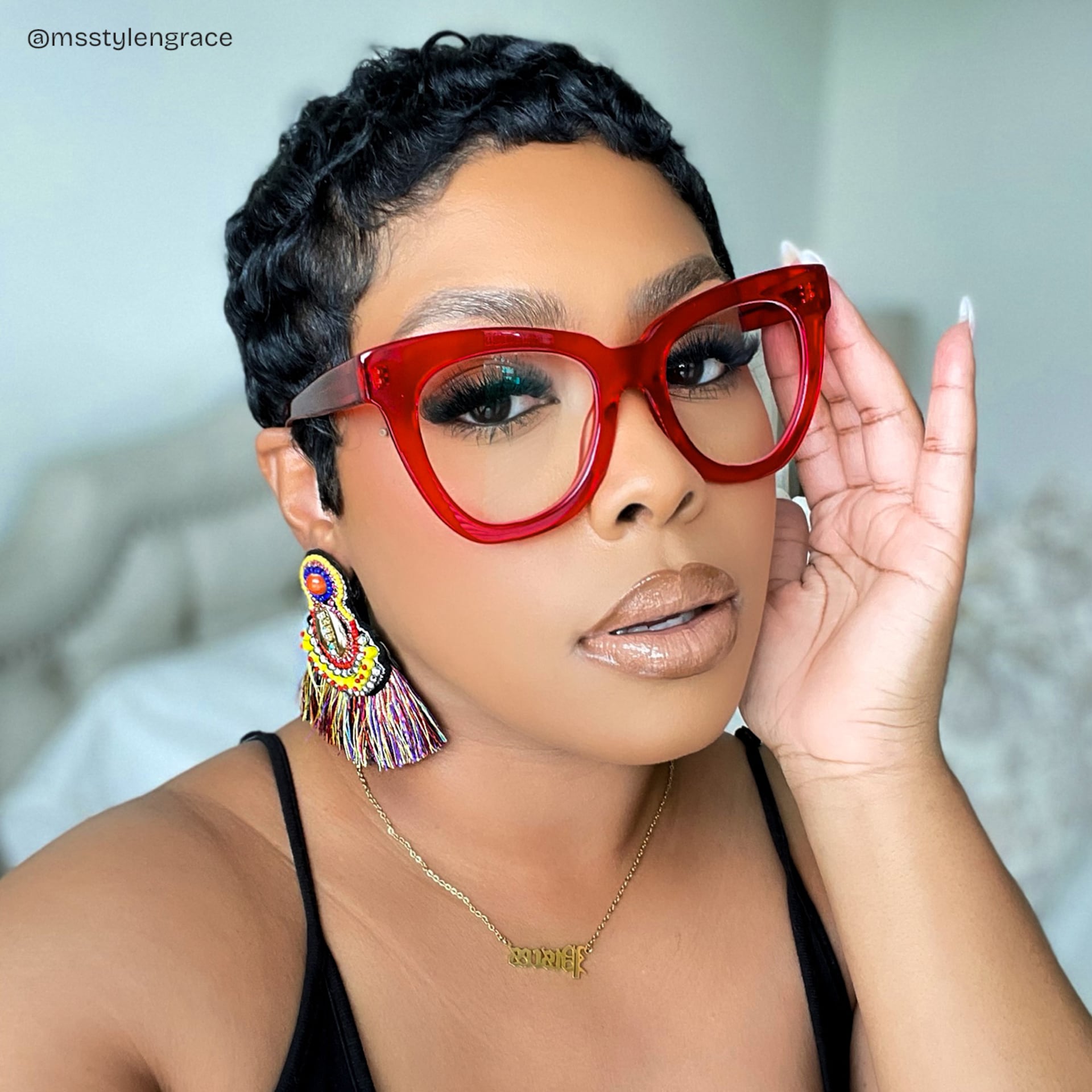 Yaser Cat-eye Red Eyeglasses and Acetate Frames6