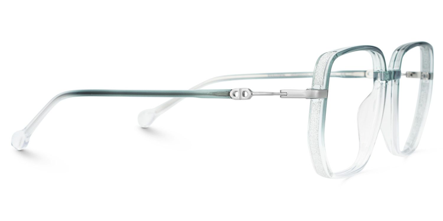 Joana Blue Green Eyeglass Frames in Geometric Wide Frame Design | Zeelool4