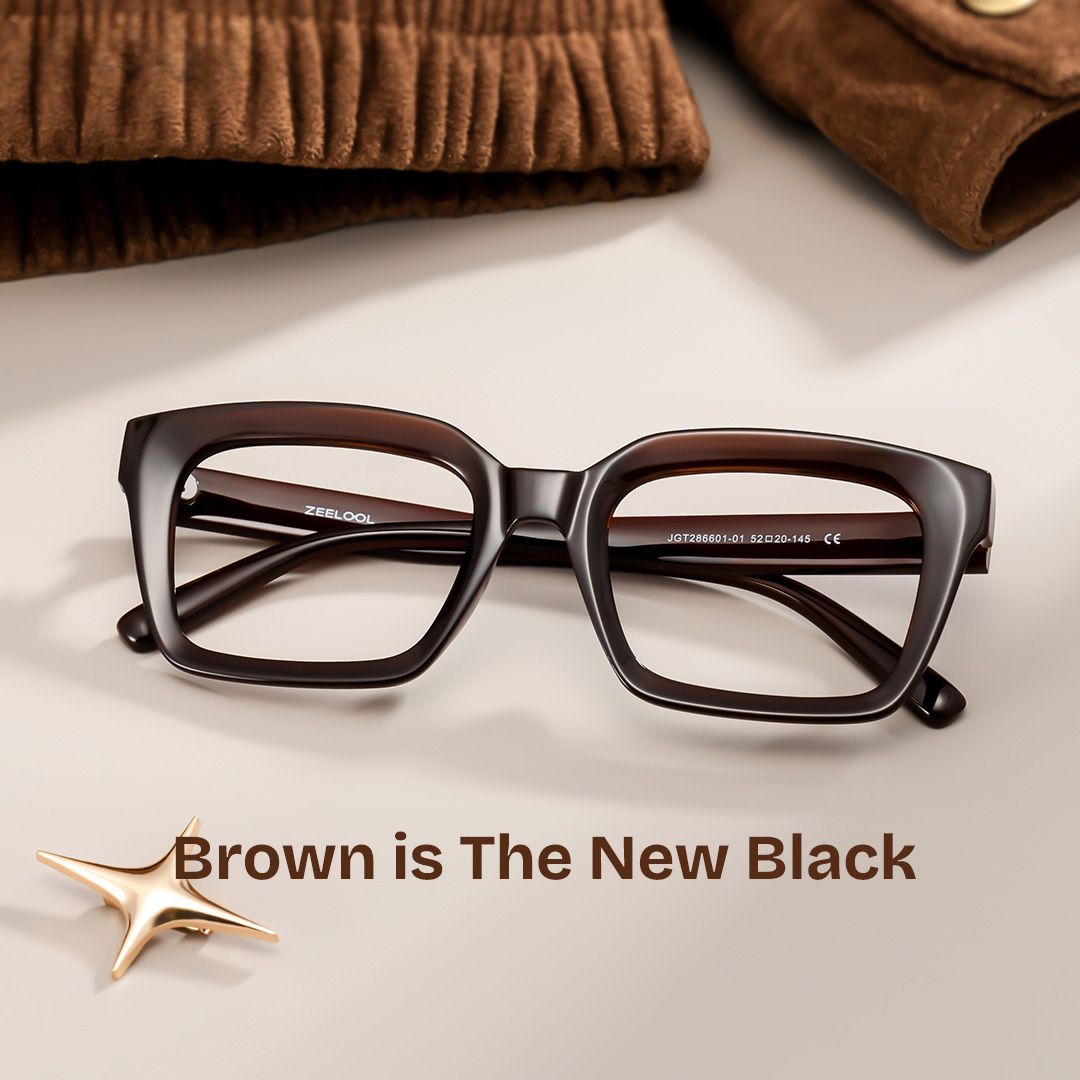 Marley Sepia & Dark Brown Rectangle Frame Glasses | ZEELOOL0