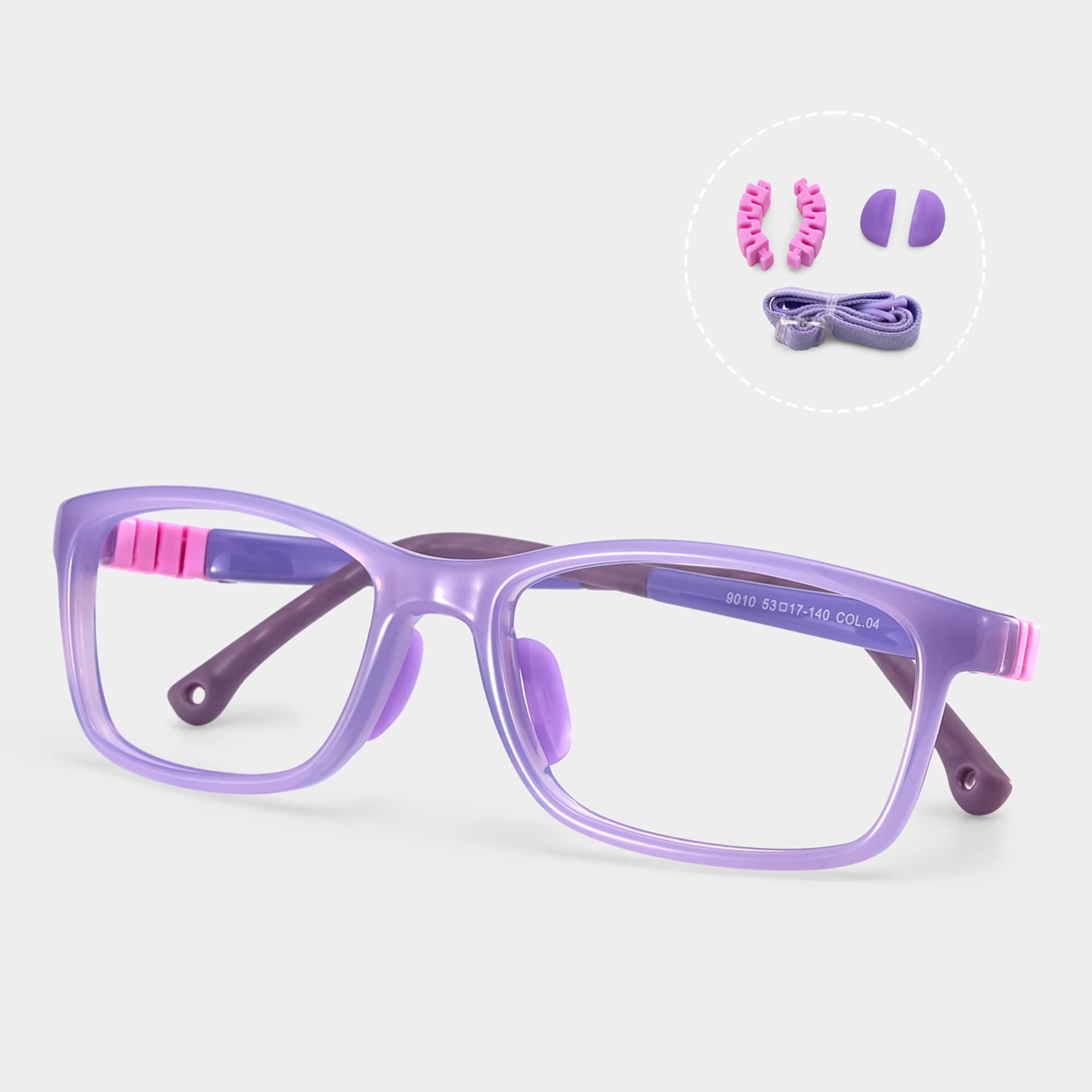 Brook Rectangle Purple Frame Eyeglasses for Pre-tweens4