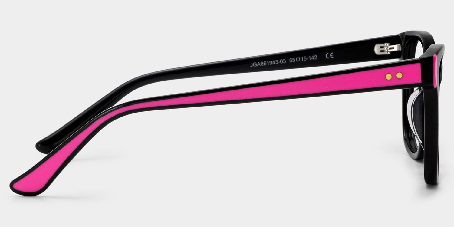 Eva Rectangle Black Pink Color Frame Glasses | ZEELOOL4