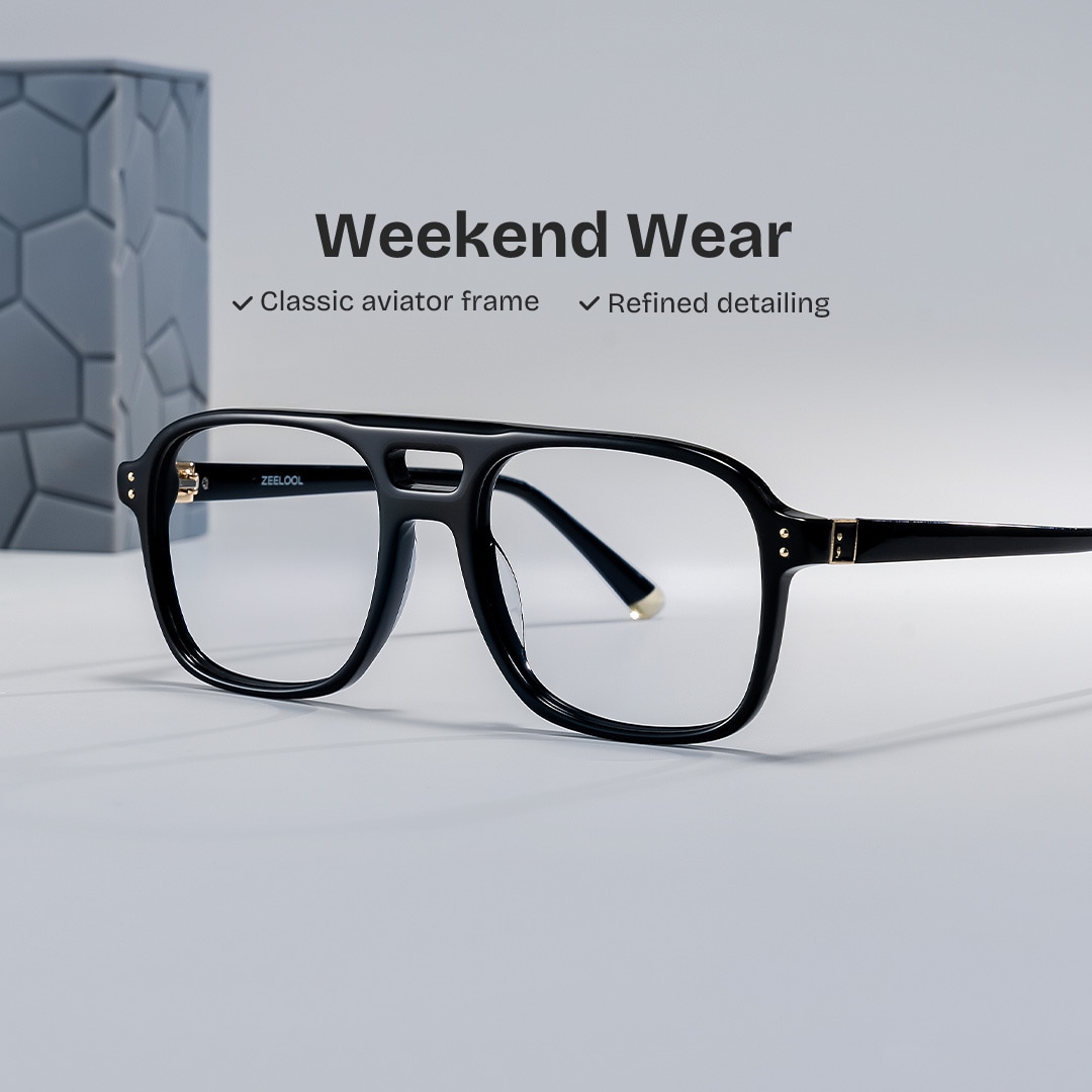 Athena Black Frame Glasses with Aviator Frame Online | ZEELOOL