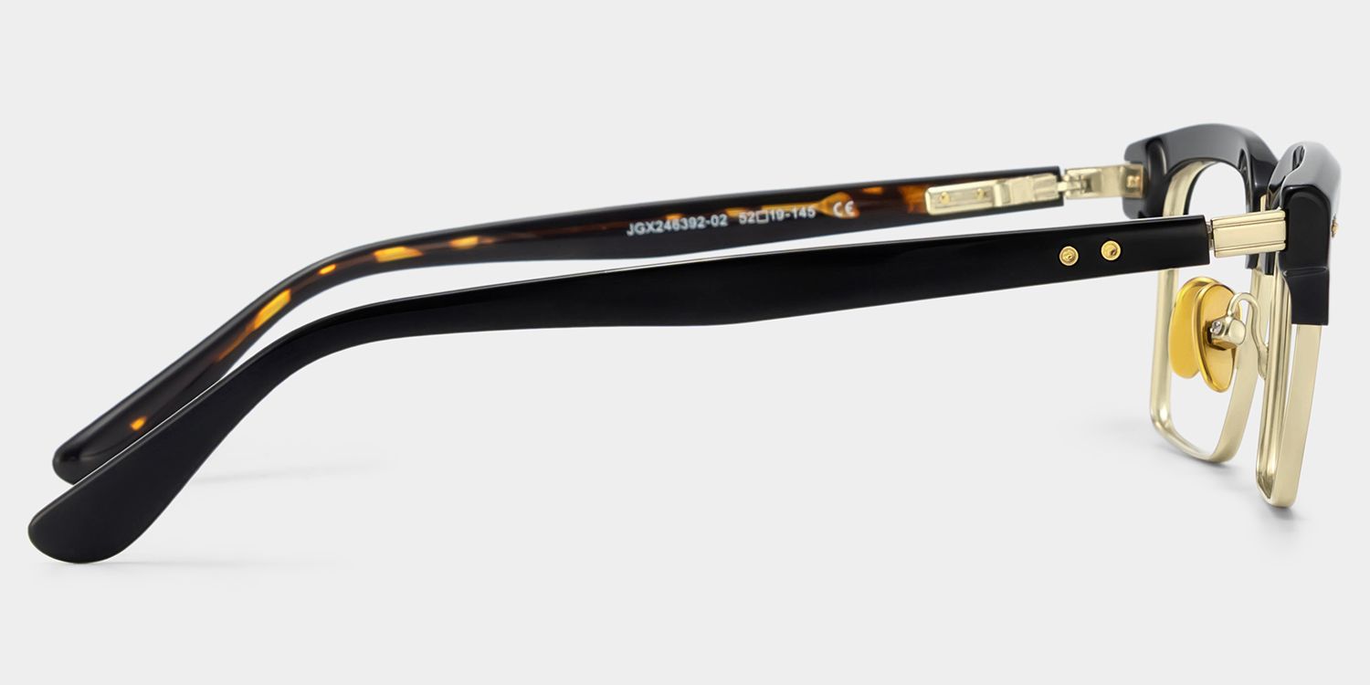 Landon Balck and Gold Browline Glasses for Men | ZEELOOL