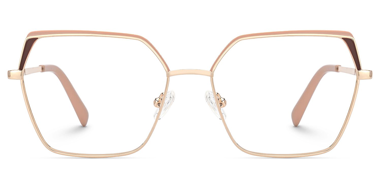 Pink Metal Geometric Eyeglasses- Emelia0