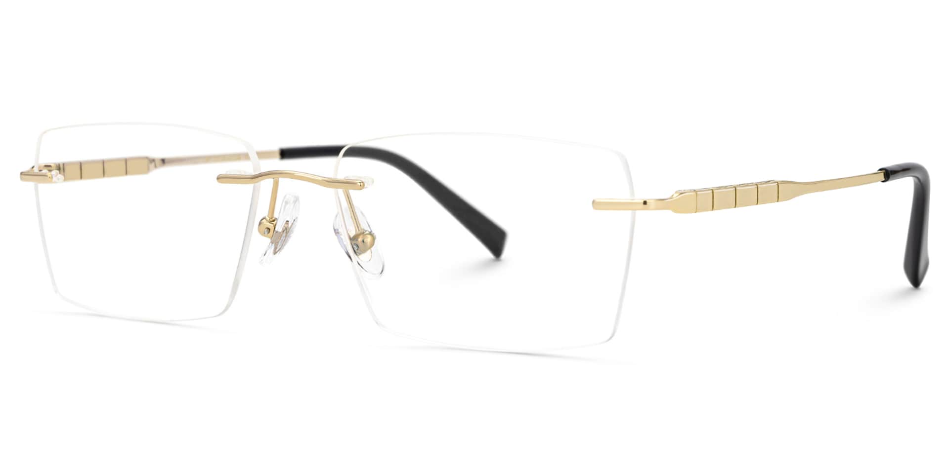 Dinny Rectangle Gold Frame Glasses | Zeelool1