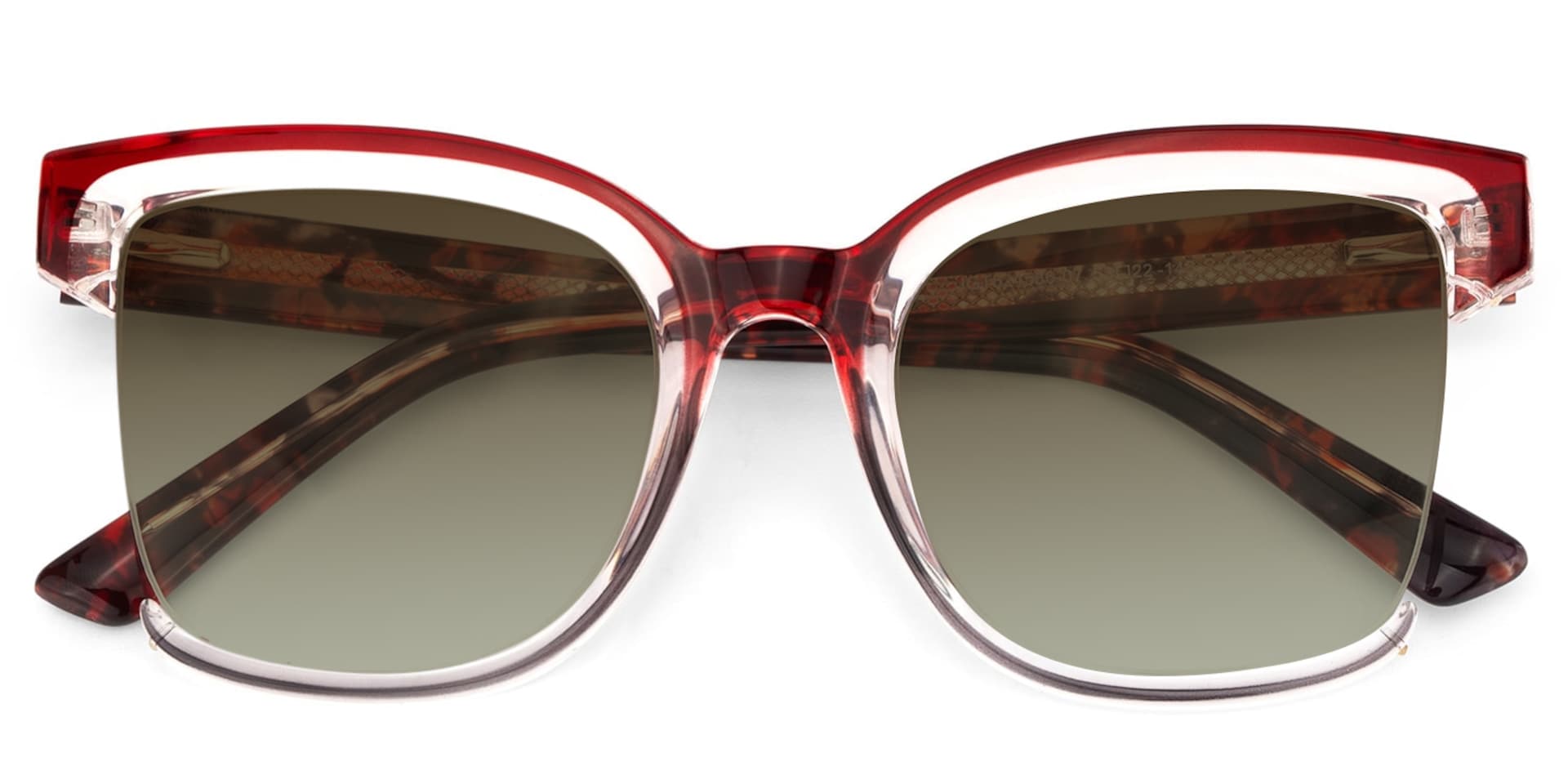 Square Cadogan Red- Gray Frame Glasses | Zeelool1
