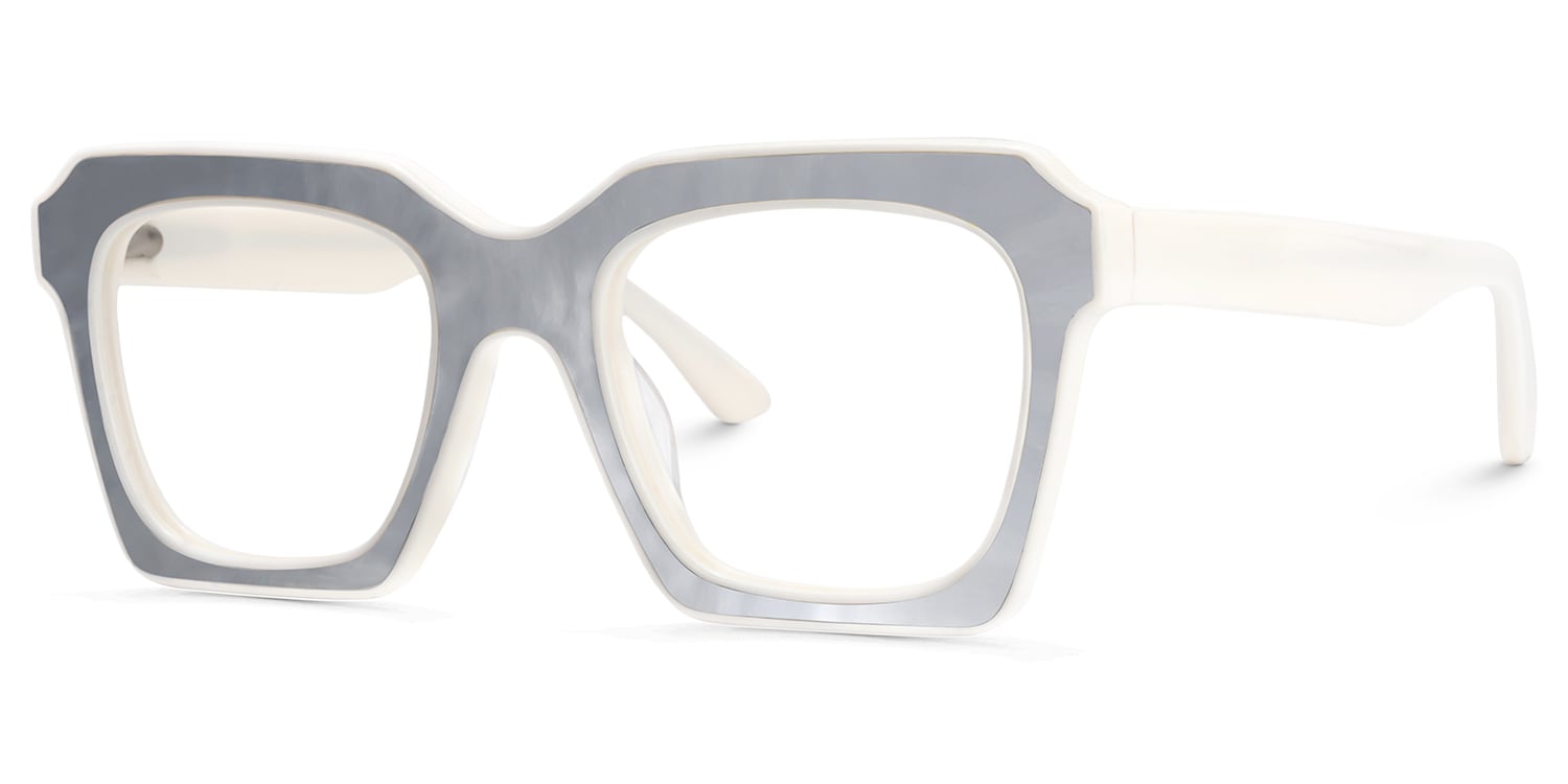 Square Prescription Glasses With Silver Leather For Women2