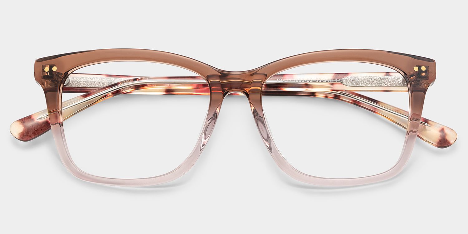 Layla Brown Flower Square Eyeglass Frames | ZEELOOL2