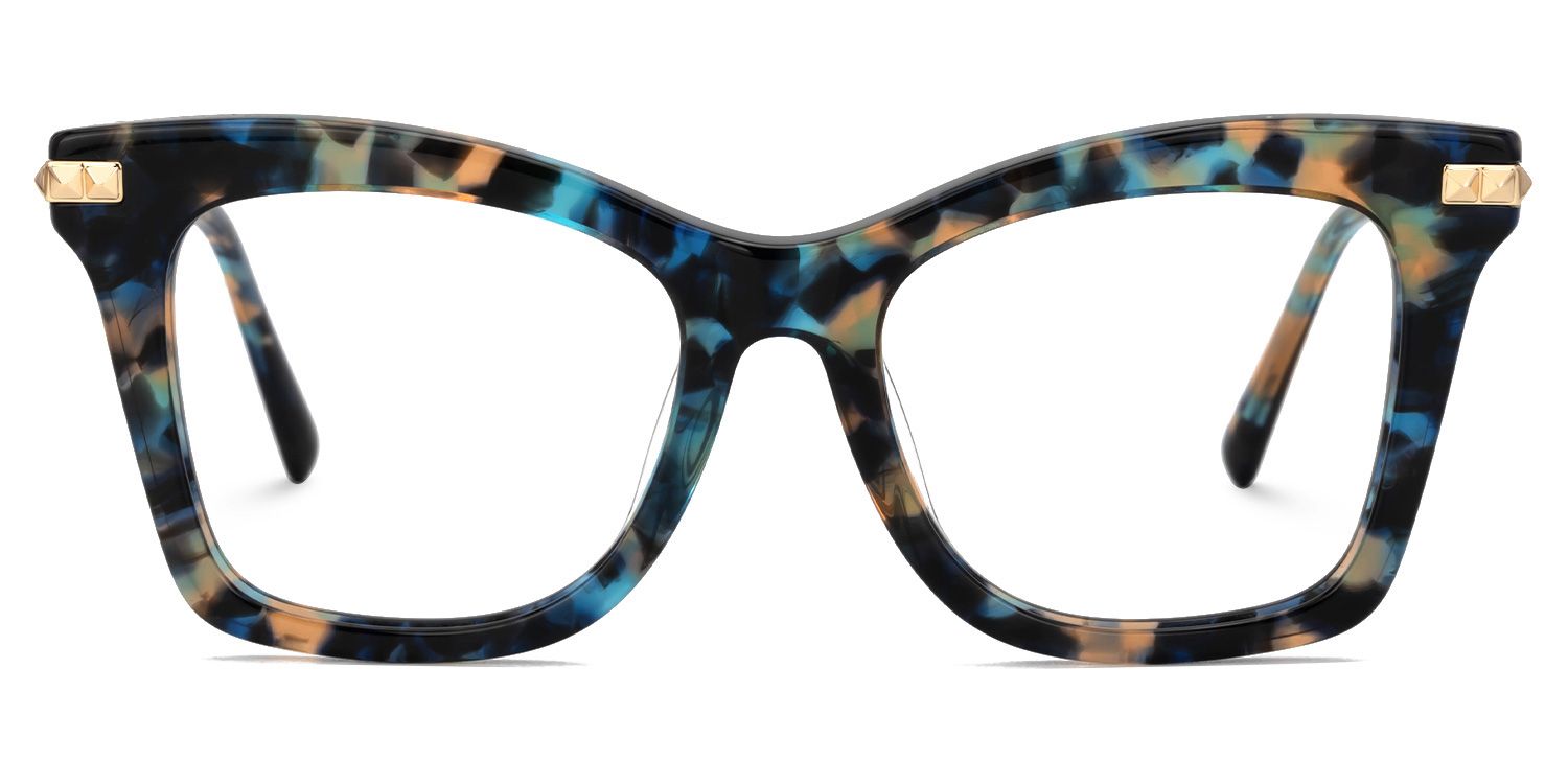 Alycia Designer Eyeglasses in Square Blue-Tortoise Frame0